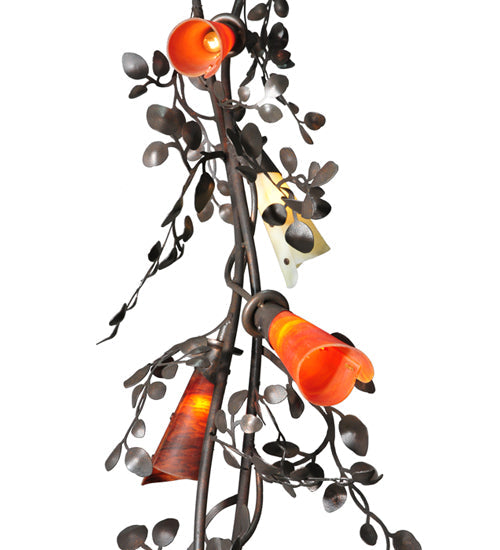 Meyda Lighting Vinca Vine 22" 12-Light Copper Rust Chandelier With Ivory and Coral Shade Glass
