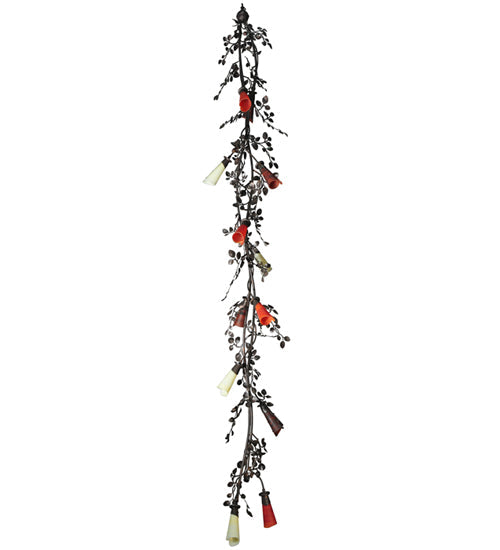 Meyda Lighting Vinca Vine 22" 12-Light Copper Rust Chandelier With Ivory and Coral Shade Glass