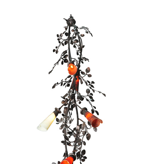 Meyda Lighting Vinca Vine 22" 12-Light Copper Rust Chandelier With Ivory and Coral Shade Glass