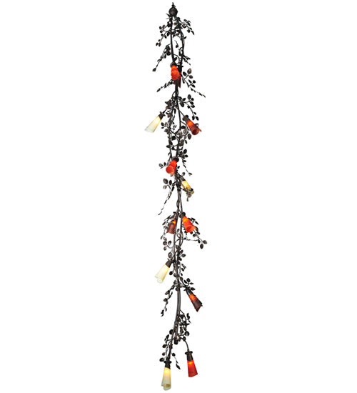 Meyda Lighting Vinca Vine 22" 12-Light Copper Rust Chandelier With Ivory and Coral Shade Glass