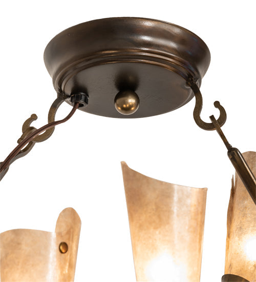 Meyda Lighting Vinca Vine 34" 7-Light Dark Burnished Antique Copper Chandelier With Silver Mica Shade Glass