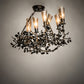 Meyda Lighting Vinca Vine 34" 7-Light Dark Burnished Antique Copper Chandelier With Silver Mica Shade Glass