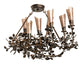 Meyda Lighting Vinca Vine 34" 7-Light Dark Burnished Antique Copper Chandelier With Silver Mica Shade Glass