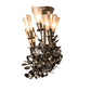 Meyda Lighting Vinca Vine 34" 7-Light Dark Burnished Antique Copper Chandelier With Silver Mica Shade Glass