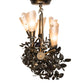 Meyda Lighting Vinca Vine 34" 7-Light Dark Burnished Antique Copper Chandelier With Silver Mica Shade Glass