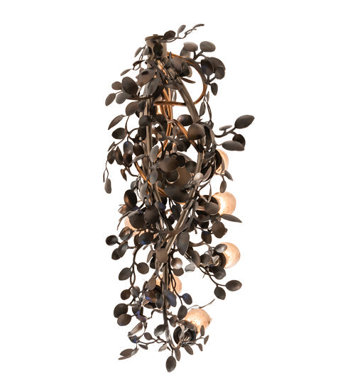 Meyda Lighting Vinca Vine 34" 7-Light Dark Burnished Antique Copper Chandelier With Silver Mica Shade Glass