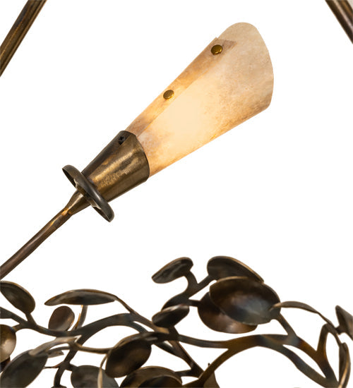 Meyda Lighting Vinca Vine 46" 7-Light Dark Burnished Antique Copper Chandelier With Silver Mica Shade Glass