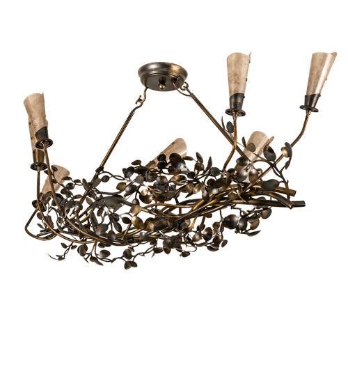 Meyda Lighting Vinca Vine 46" 7-Light Dark Burnished Antique Copper Chandelier With Silver Mica Shade Glass