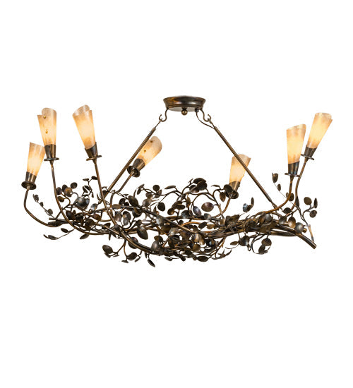Meyda Lighting Vinca Vine 46" 7-Light Dark Burnished Antique Copper Chandelier With Silver Mica Shade Glass