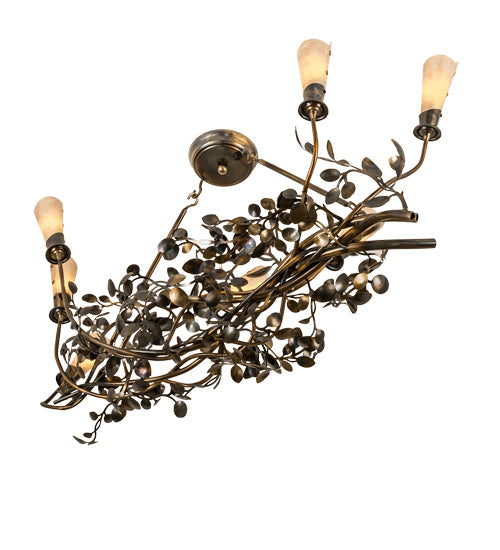 Meyda Lighting Vinca Vine 46" 7-Light Dark Burnished Antique Copper Chandelier With Silver Mica Shade Glass