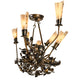 Meyda Lighting Vinca Vine 46" 7-Light Dark Burnished Antique Copper Chandelier With Silver Mica Shade Glass