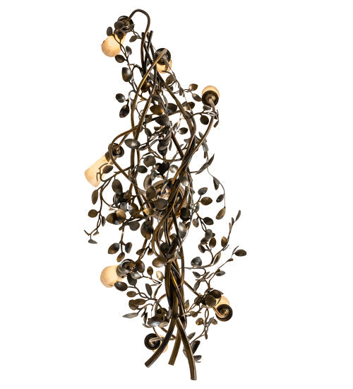 Meyda Lighting Vinca Vine 46" 7-Light Dark Burnished Antique Copper Chandelier With Silver Mica Shade Glass