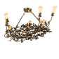 Meyda Lighting Vinca Vine 46" 7-Light Dark Burnished Antique Copper Chandelier With Silver Mica Shade Glass