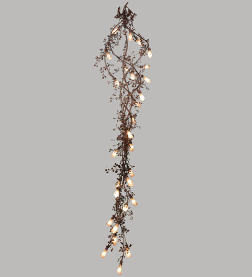 Meyda Lighting Vinca Vine 54" 30-Light Rust Over Wrought Iron Chandelier With Silver Mica Shade Glass