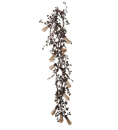 Meyda Lighting Vinca Vine 54" 30-Light Rust Over Wrought Iron Chandelier With Silver Mica Shade Glass