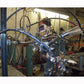 Meyda Lighting Vinca Vine 54" 30-Light Rust Over Wrought Iron Chandelier With Silver Mica Shade Glass