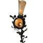 Meyda Lighting Vinca Vine 6" 2-Light Old Wrought Iron Wall Sconce With Silver Mica Shade Glass
