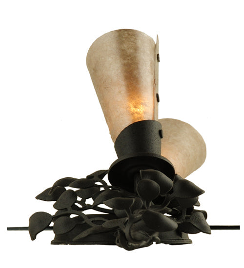 Meyda Lighting Vinca Vine 6" 2-Light Old Wrought Iron Wall Sconce With Silver Mica Shade Glass