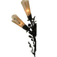 Meyda Lighting Vinca Vine 6" 2-Light Old Wrought Iron Wall Sconce With Silver Mica Shade Glass
