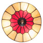 Meyda Lighting Vincent 10" 3-Light Craftsman Brown Honeycomb Flush Mount Light With Red & Beige Shade Glass