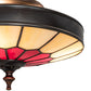 Meyda Lighting Vincent 10" 3-Light Craftsman Brown Honeycomb Flush Mount Light With Red & Beige Shade Glass
