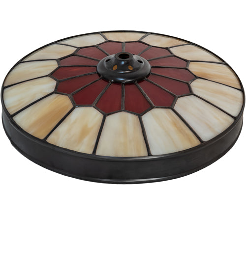 Meyda Lighting Vincent 10" Craftsman Brown Frame Honeycomb With Red & Beige Shade