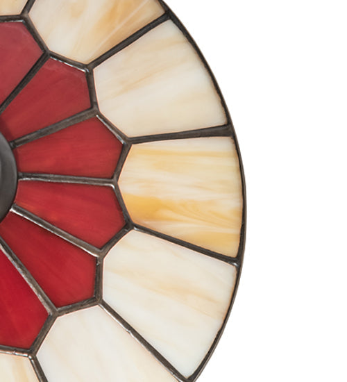 Meyda Lighting Vincent 10" Craftsman Brown Frame Honeycomb With Red & Beige Shade