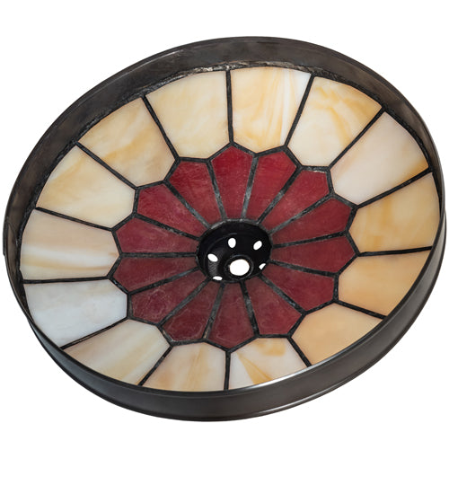 Meyda Lighting Vincent 10" Craftsman Brown Frame Honeycomb With Red & Beige Shade