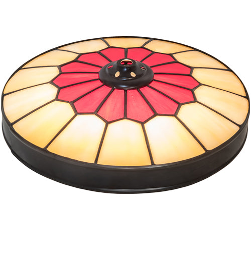 Meyda Lighting Vincent 10" Craftsman Brown Frame Honeycomb With Red & Beige Shade