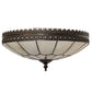 Meyda Lighting Vincent 15" 3-Light Antique Brass Honeycomb Flush Mount Light With Light Beige Art Shade Glass