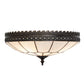 Meyda Lighting Vincent 15" 3-Light Antique Brass Honeycomb Flush Mount Light With Light Beige Art Shade Glass