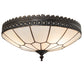 Meyda Lighting Vincent 15" 3-Light Antique Brass Honeycomb Flush Mount Light With Light Beige Art Shade Glass