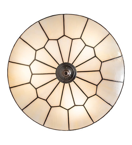 Meyda Lighting Vincent 15" 3-Light Antique Brass Honeycomb Flush Mount Light With Light Beige Art Shade Glass