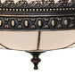 Meyda Lighting Vincent 15" 3-Light Antique Brass Honeycomb Flush Mount Light With Light Beige Art Shade Glass