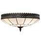 Meyda Lighting Vincent 15" 3-Light Antique Brass Honeycomb Flush Mount Light With Light Beige Art Shade Glass