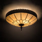 Meyda Lighting Vincent 15" 3-Light Black Honeycomb Flush Mount Light With Beige Art Shade Glass