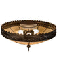 Meyda Lighting Vincent 15" 3-Light Black Honeycomb Flush Mount Light With Beige Art Shade Glass