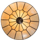 Meyda Lighting Vincent 15" 3-Light Black Honeycomb Flush Mount Light With Beige Art Shade Glass