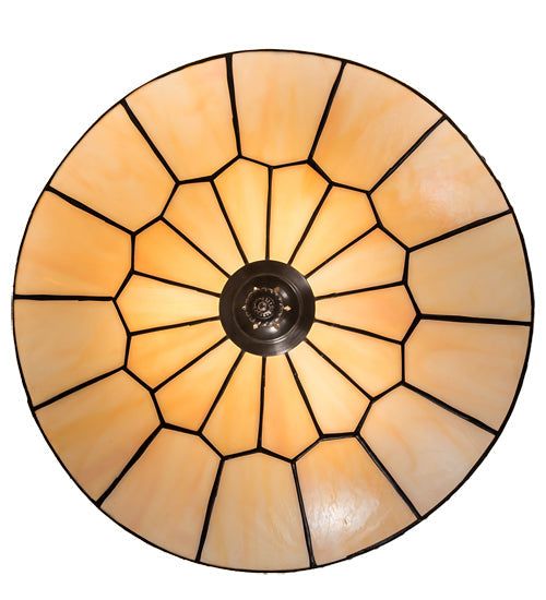 Meyda Lighting Vincent 15" 3-Light Black Honeycomb Flush Mount Light With Beige Art Shade Glass