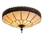 Meyda Lighting Vincent 15" 3-Light Black Honeycomb Flush Mount Light With Beige Art Shade Glass