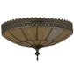 Meyda Lighting Vincent 15" 3-Light Craftsman Brown Flush Mount Light With Beige Iridescent Art Shade Glass