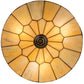 Meyda Lighting Vincent 15" 3-Light Craftsman Brown Flush Mount Light With Beige Iridescent Art Shade Glass