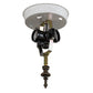 Meyda Lighting Vincent 15" 3-Light Craftsman Brown Flush Mount Light With Beige Iridescent Art Shade Glass