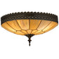 Meyda Lighting Vincent 15" 3-Light Craftsman Brown Flush Mount Light With Beige Iridescent Art Shade Glass