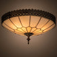 Meyda Lighting Vincent 15" 3-Light Craftsman Brown Highlighted Flush Mount Light With Beige Art Shade Glass