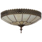 Meyda Lighting Vincent 15" 3-Light Craftsman Brown Highlighted Flush Mount Light With Beige Art Shade Glass