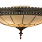 Meyda Lighting Vincent 15" 3-Light Craftsman Brown Highlighted Flush Mount Light With Beige Art Shade Glass