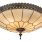 Meyda Lighting Vincent 15" 3-Light Craftsman Brown Highlighted Flush Mount Light With Beige Art Shade Glass