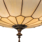 Meyda Lighting Vincent 15" 3-Light Craftsman Brown Highlighted Flush Mount Light With Beige Art Shade Glass