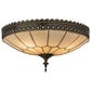 Meyda Lighting Vincent 15" 3-Light Craftsman Brown Highlighted Flush Mount Light With Beige Art Shade Glass